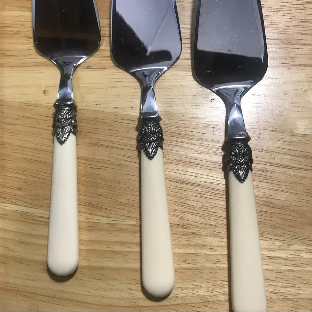 Vintage Inox 18/10 Italy Napoleon Ivory Large Serving Knife & Server Set Of 3